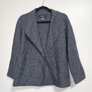 Kasper womens 100% wool grey front button blazer cardigan size small
